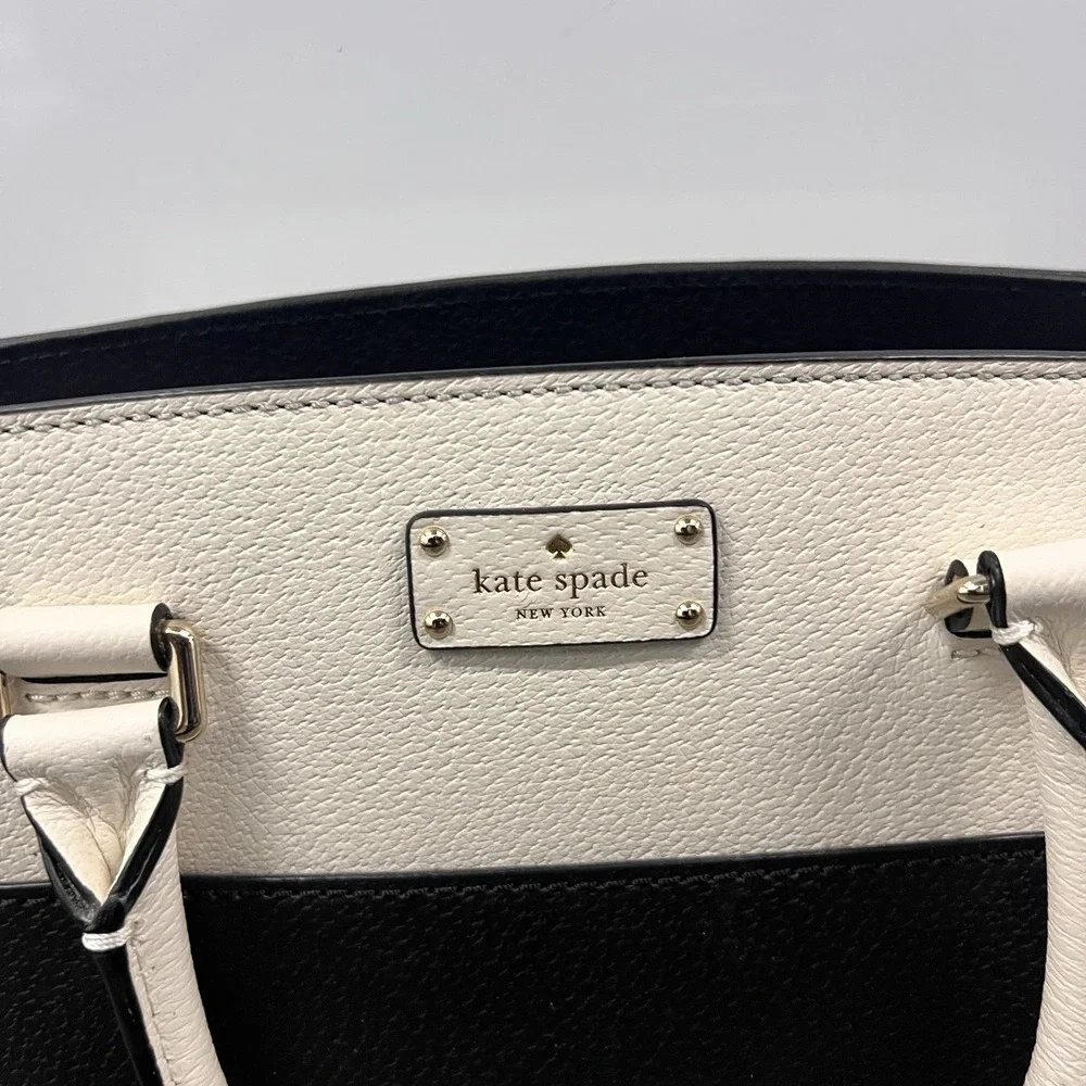 Kate Spade New York Grove Street Caley Leather‎ Satchel Tote Bag Set Black Cream